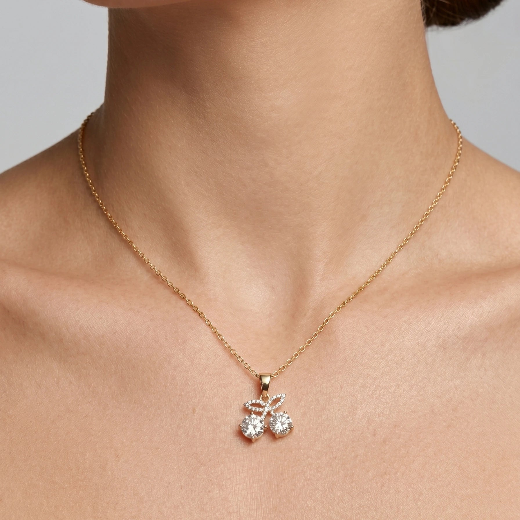 Gold Cherry Sparkle Pendant