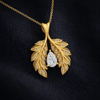 Gold Leaf Drop Pendant Necklace