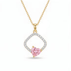 Gold Pink Heart Halo Pendant