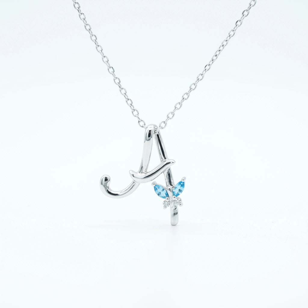 Silver Floral Initial Pendant