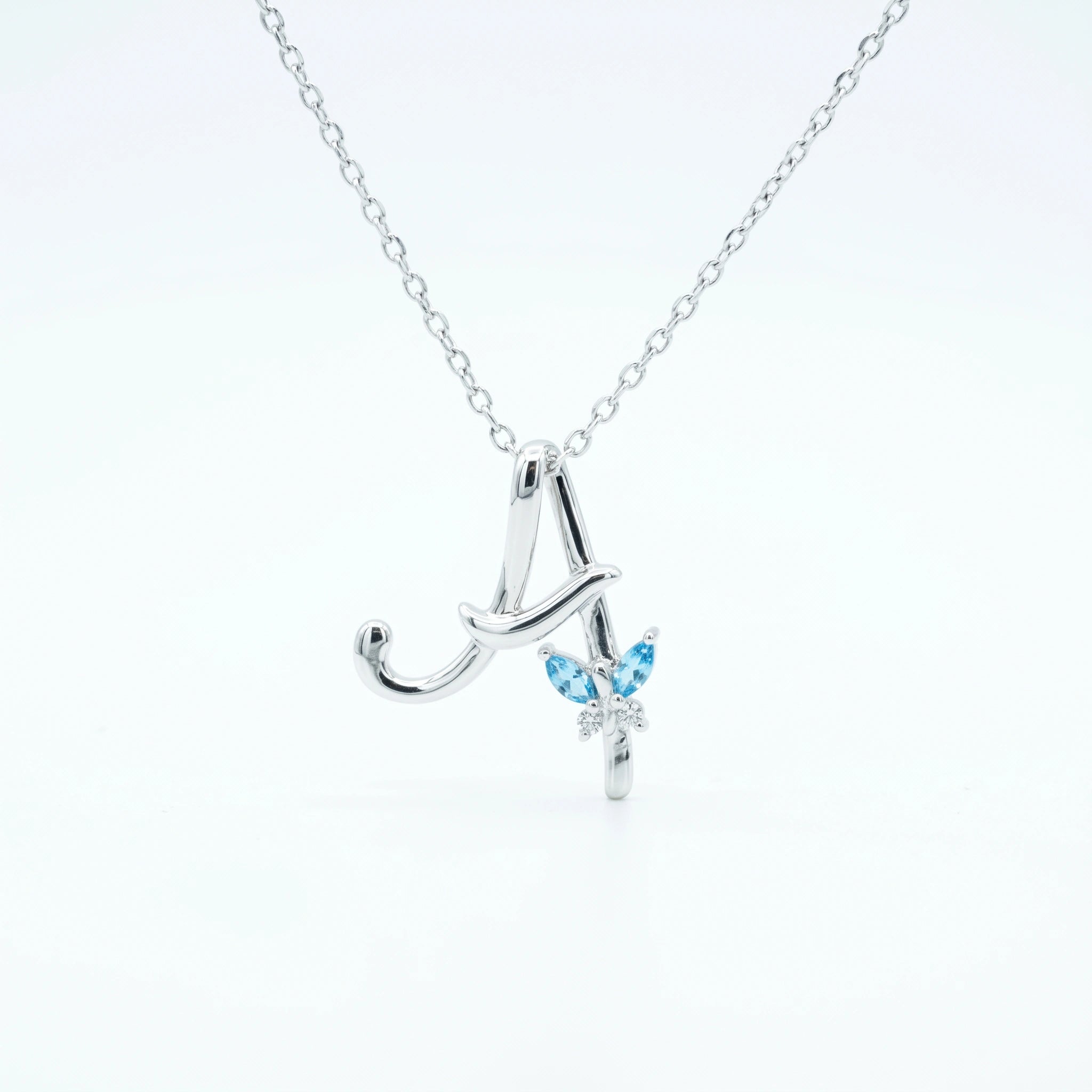 Silver Floral Initial Pendant