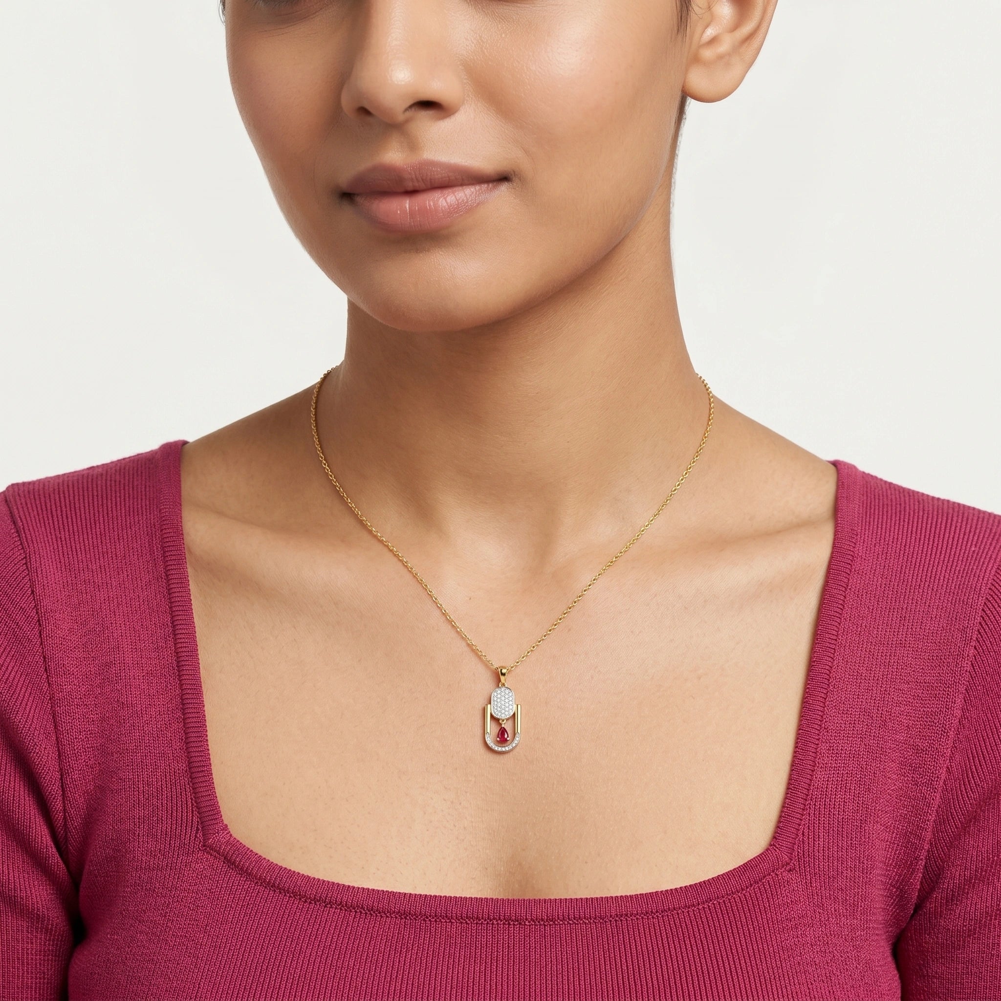 Ruby Glow 18KT Gold Plated Pendant