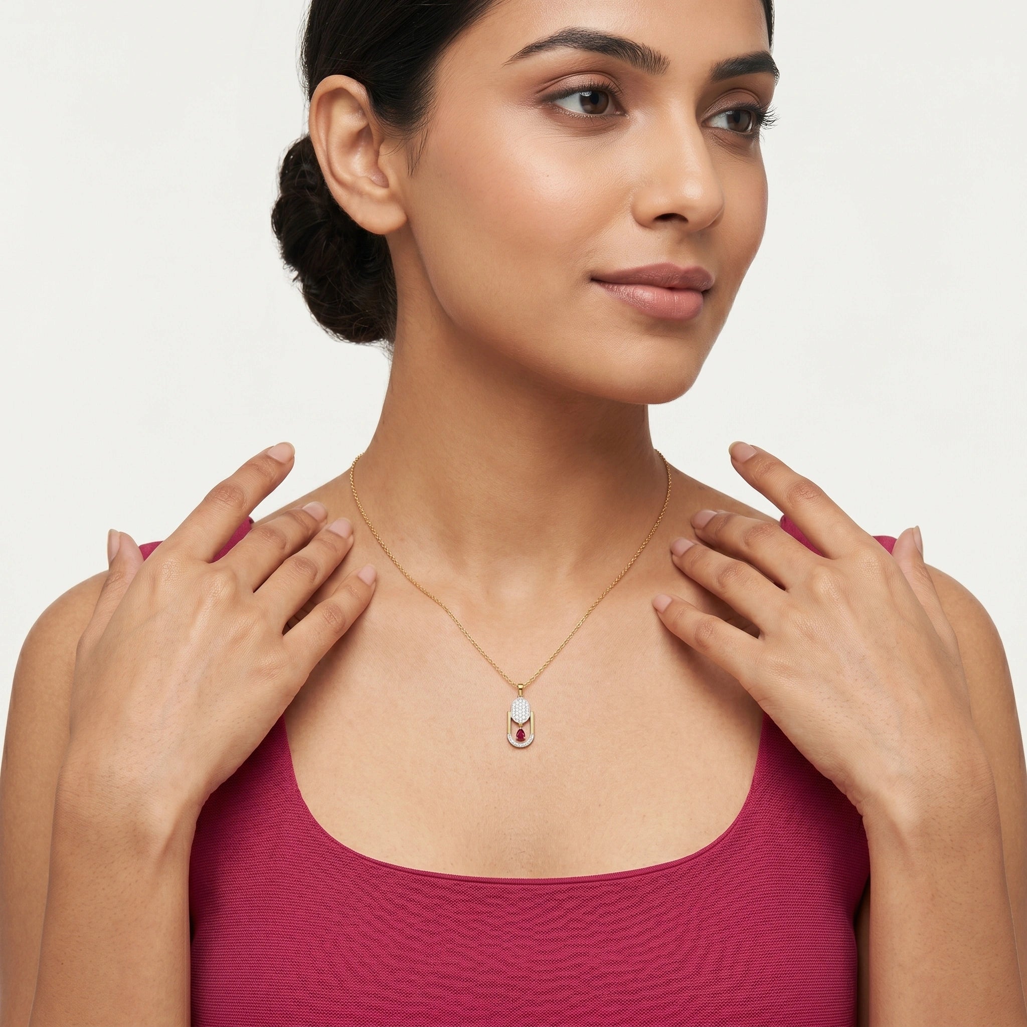 Ruby Glow 18KT Gold Plated Pendant