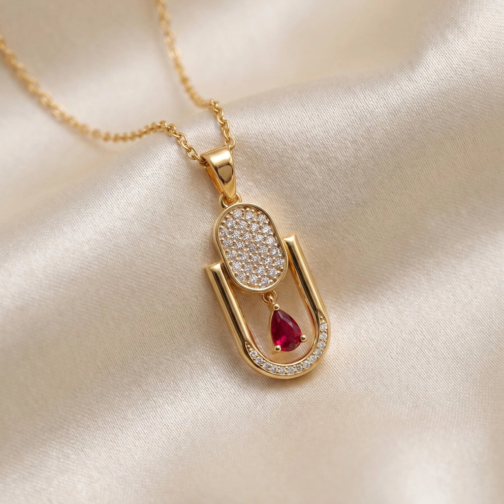 Ruby Glow 18KT Gold Plated Pendant