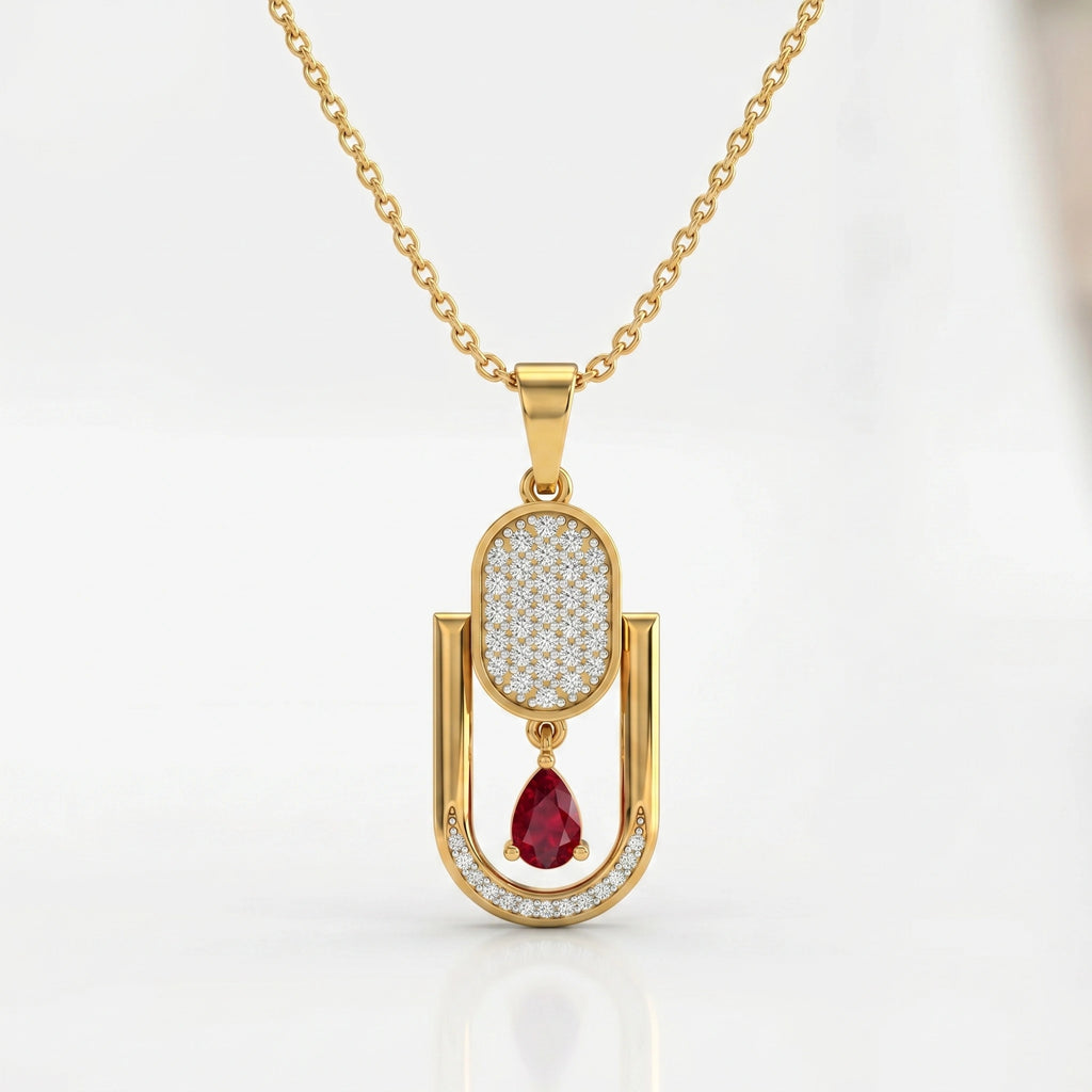 Ruby Glow 18KT Gold Plated Pendant
