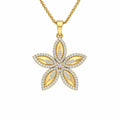 Gold Five Petal CZ Floral Pendant