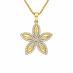 Gold Five Petal CZ Floral Pendant
