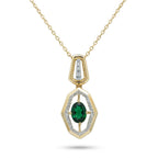 Gold Emerald Hexagon Pendant