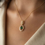 Gold Emerald Hexagon Pendant