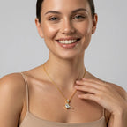 Gold Offset Emerald CZ Drop Pendant