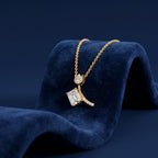 Gold Offset Emerald CZ Drop Pendant
