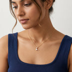 Gold Offset Emerald CZ Drop Pendant