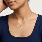 Gold Offset Emerald CZ Drop Pendant