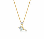 Gold Offset Emerald CZ Drop Pendant