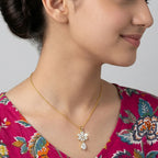 Celestial Blossom Drop Pendant 18KT Gold Plated