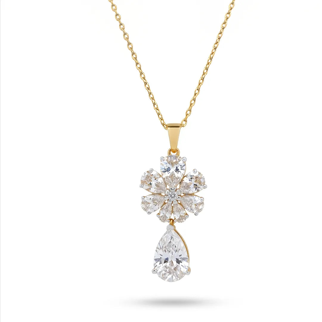 Celestial Blossom Drop Pendant 18KT Gold Plated