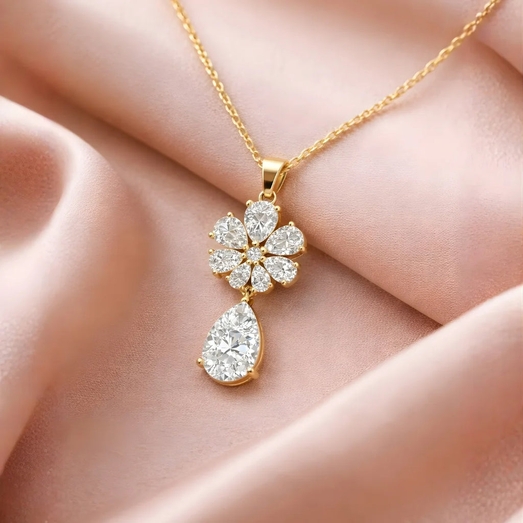 Celestial Blossom Drop Pendant 18KT Gold Plated