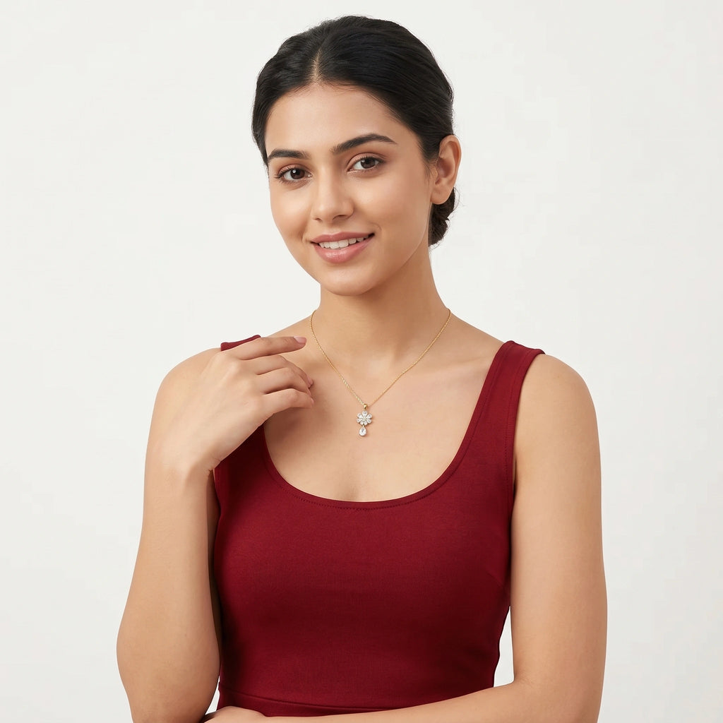 Celestial Blossom Drop Pendant 18KT Gold Plated