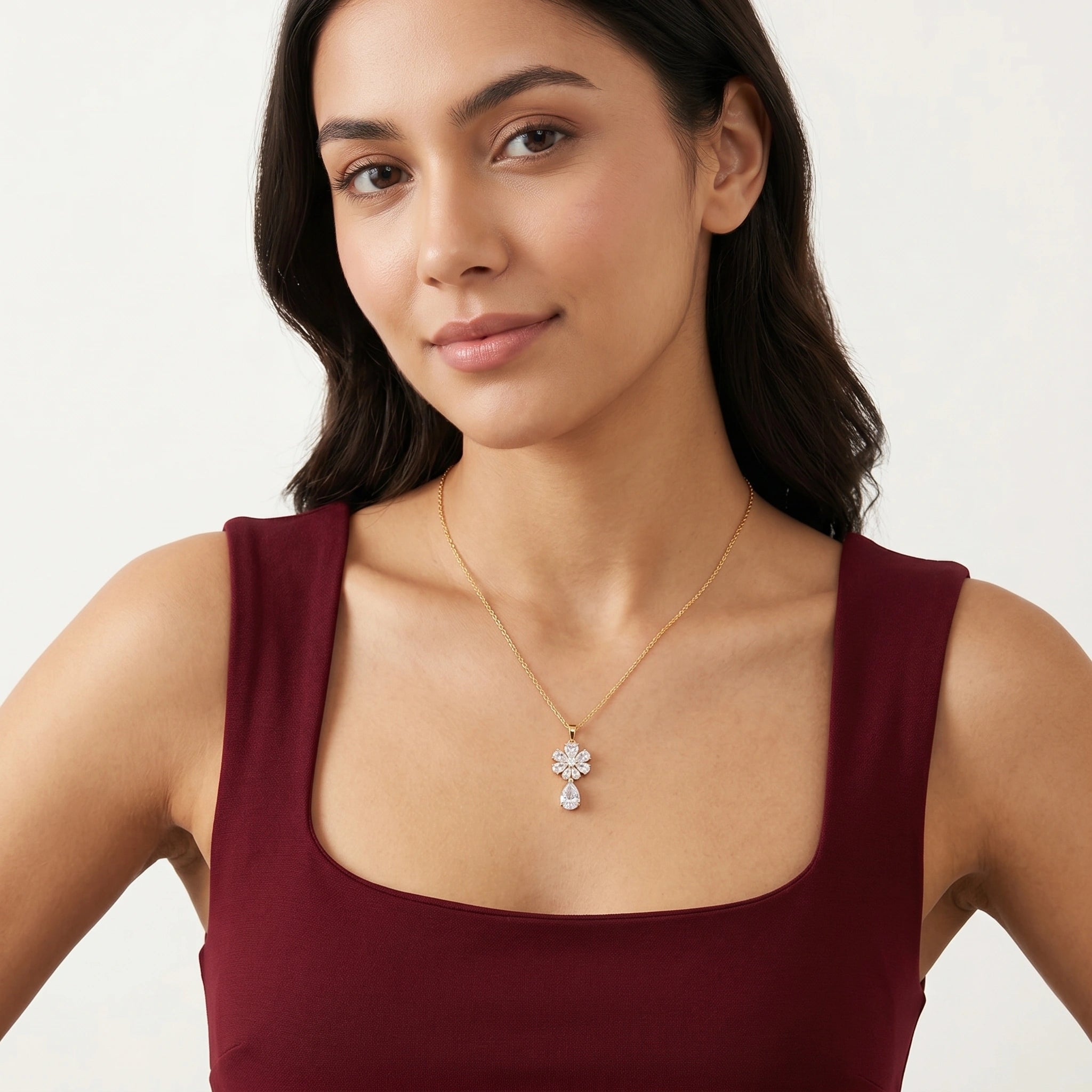 Celestial Blossom Drop Pendant 18KT Gold Plated
