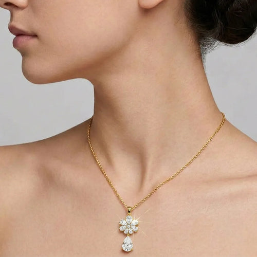 Celestial Blossom Drop Pendant 18KT Gold Plated
