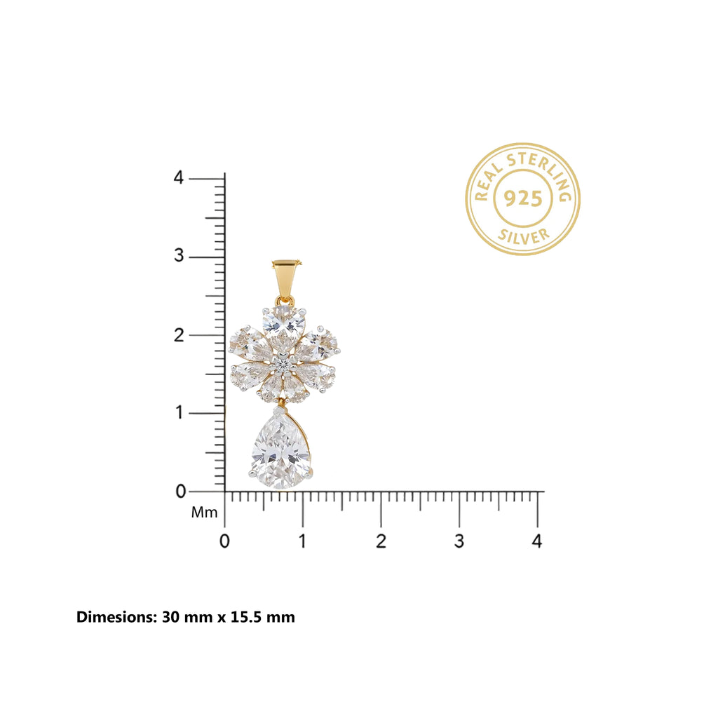 Celestial Blossom Drop Pendant 18KT Gold Plated