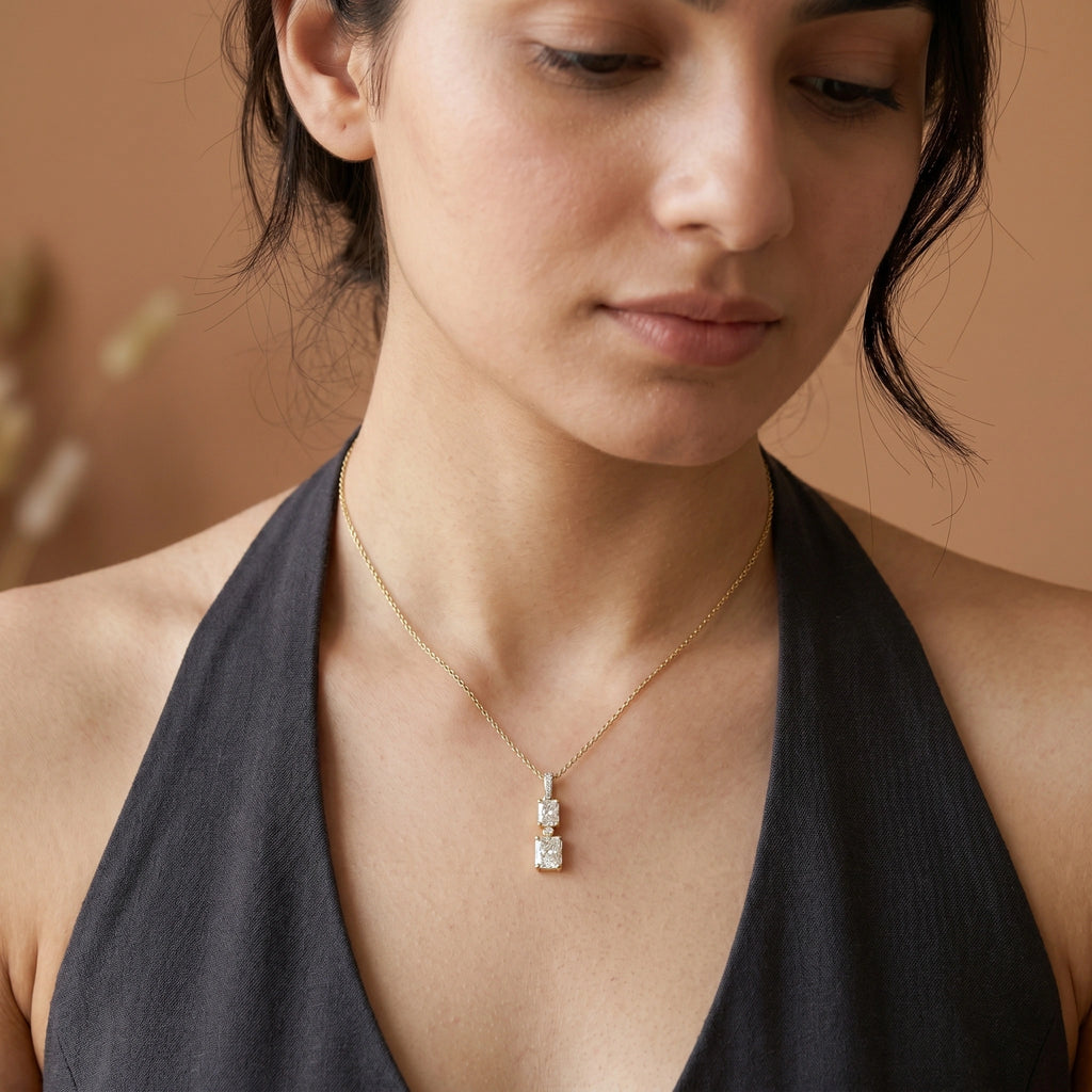 Regal Twin Radiance Pendant 18KT Gold Plated