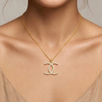 Gold Twin Curve CZ Pendant