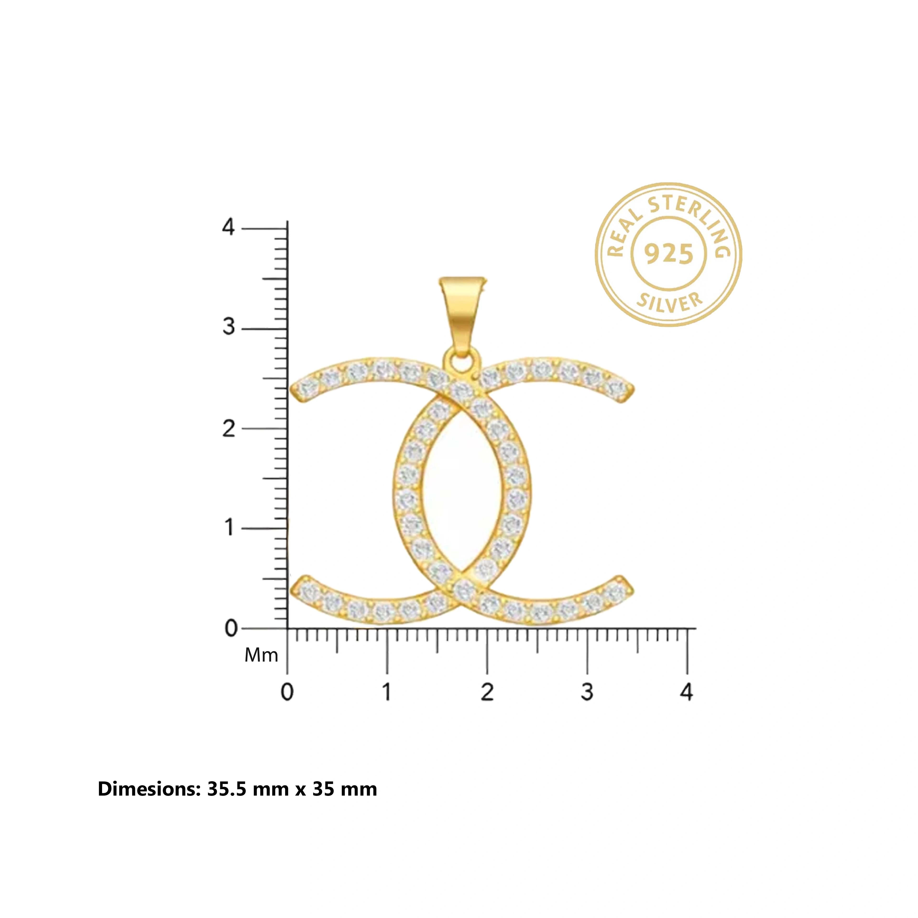 Gold Twin Curve CZ Pendant