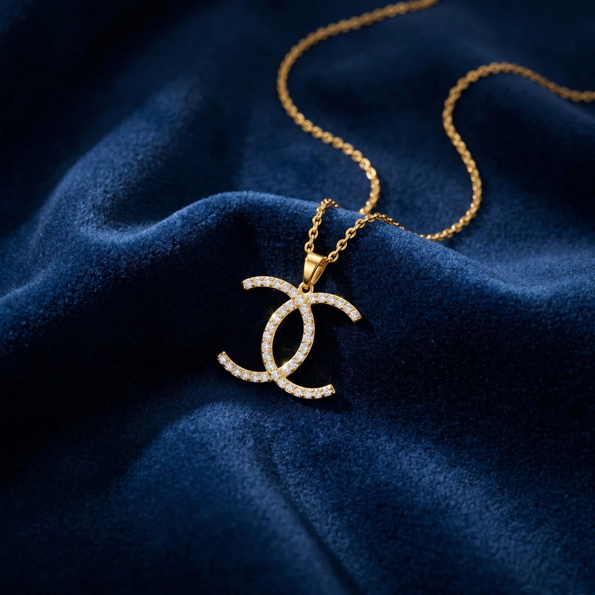 Gold Twin Curve CZ Pendant