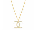 Gold Twin Curve CZ Pendant