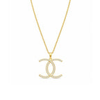 Gold Twin Curve CZ Pendant