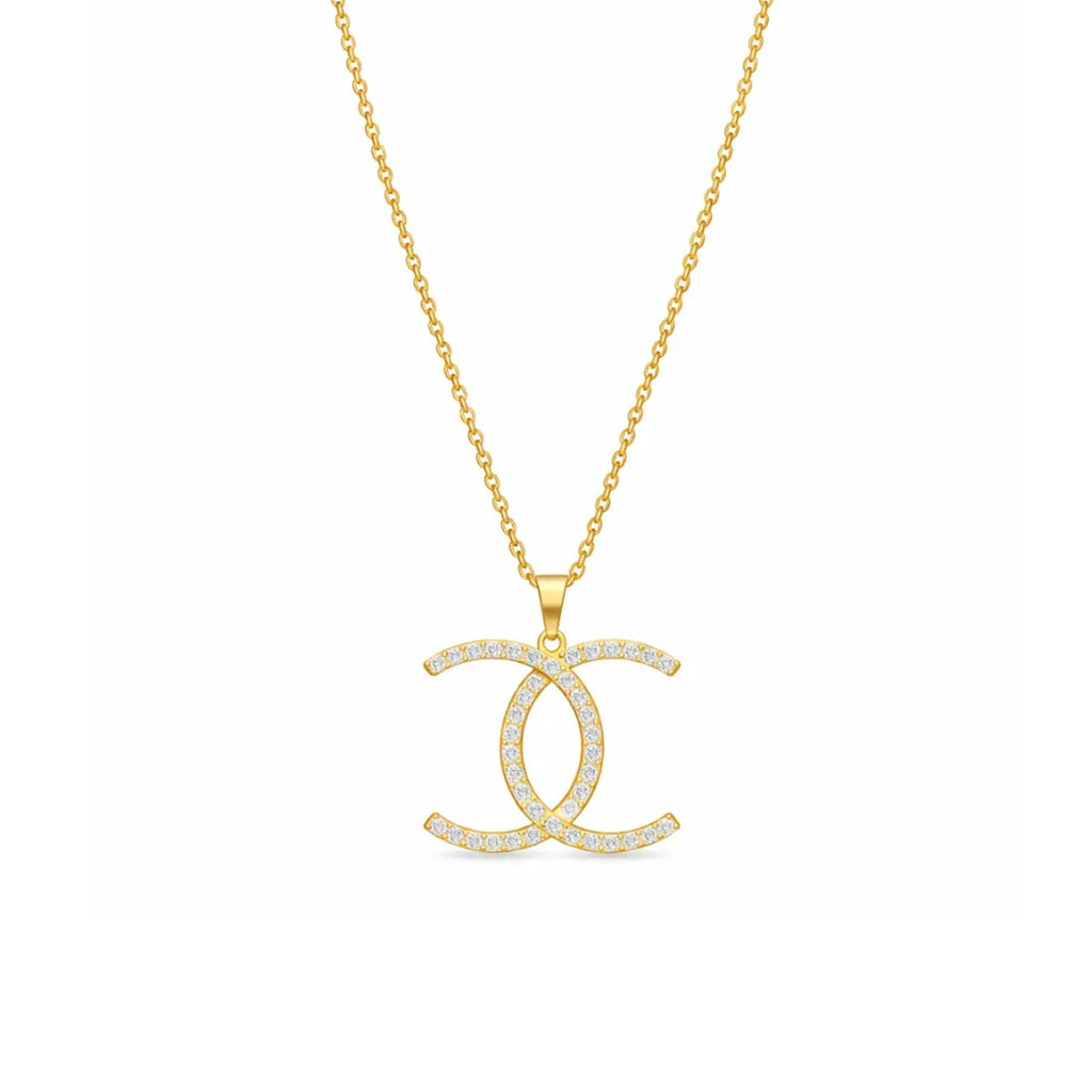 Gold Twin Curve CZ Pendant