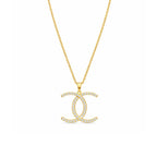 Gold Twin Curve CZ Pendant