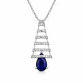 Silver Sapphire Cascade CZ Pendant