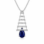 Silver Sapphire Cascade CZ Pendant