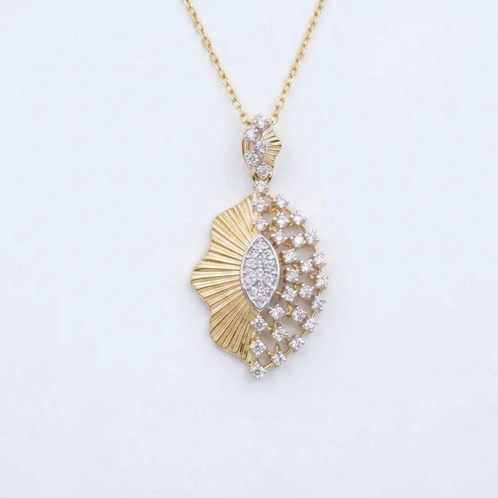 Gold Sculpted CZ Luxe Pendant