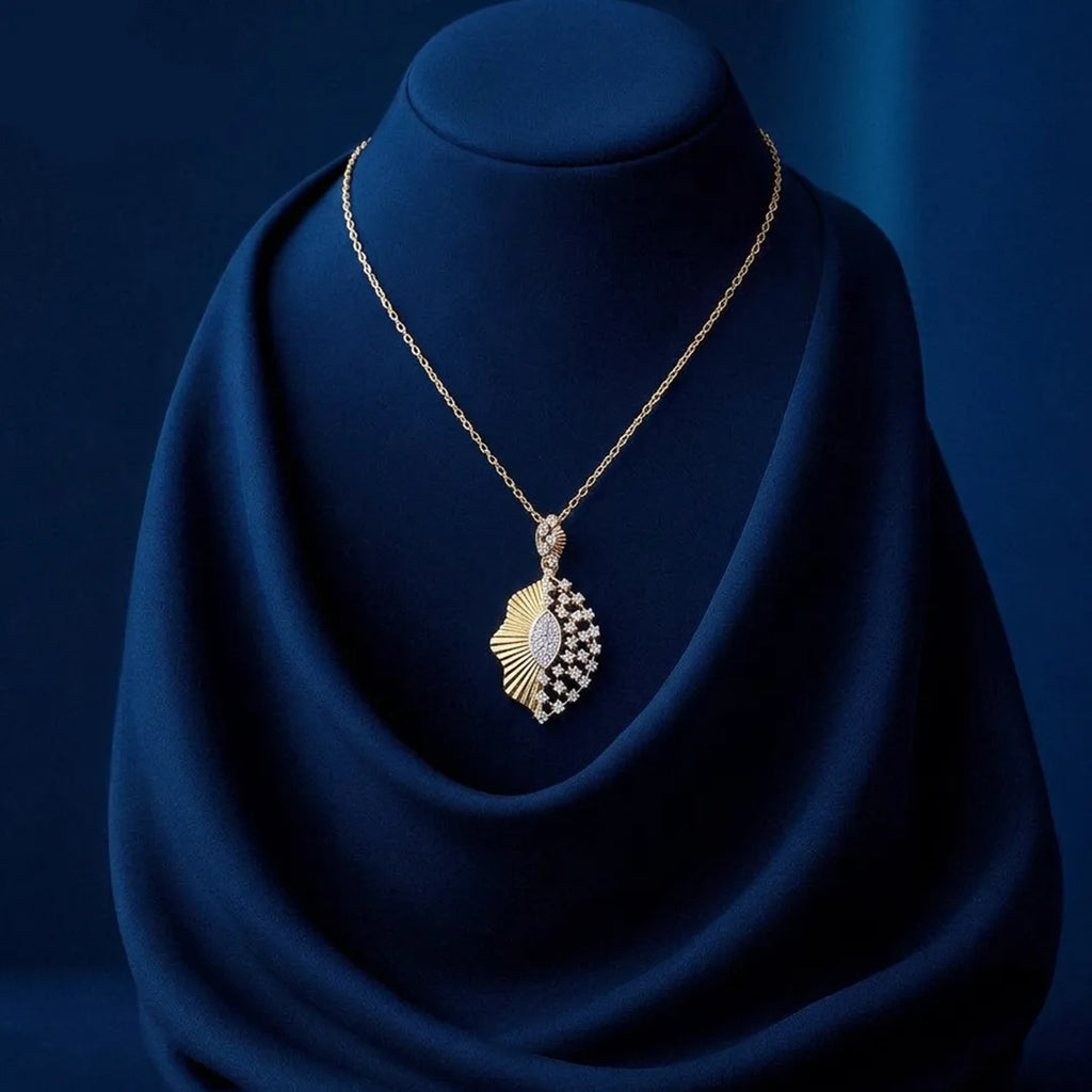 Gold Sculpted CZ Luxe Pendant