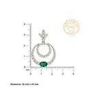 Silver Double Halo Emerald Drop Earrings