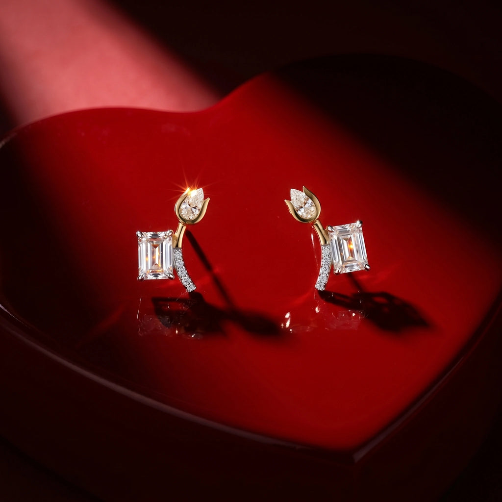Radiant Tulip Spark Stud Earrings 18KT Gold Plated
