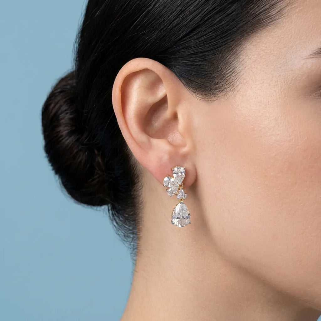 Celestial Blossom Drop Earrings 18KT Gold Plated