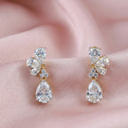 Celestial Blossom Drop Earrings 18KT Gold Plated