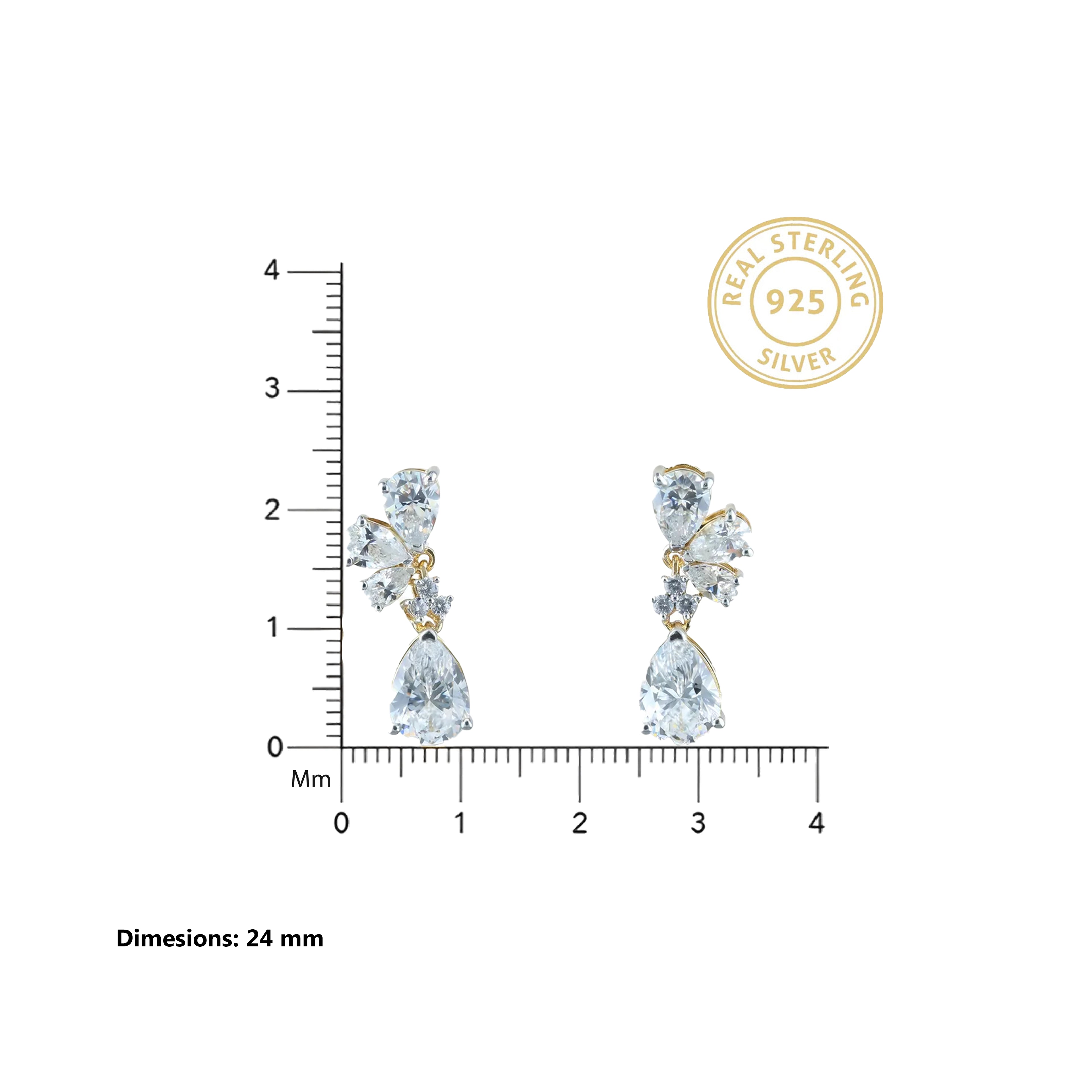 Celestial Blossom Drop Earrings 18KT Gold Plated