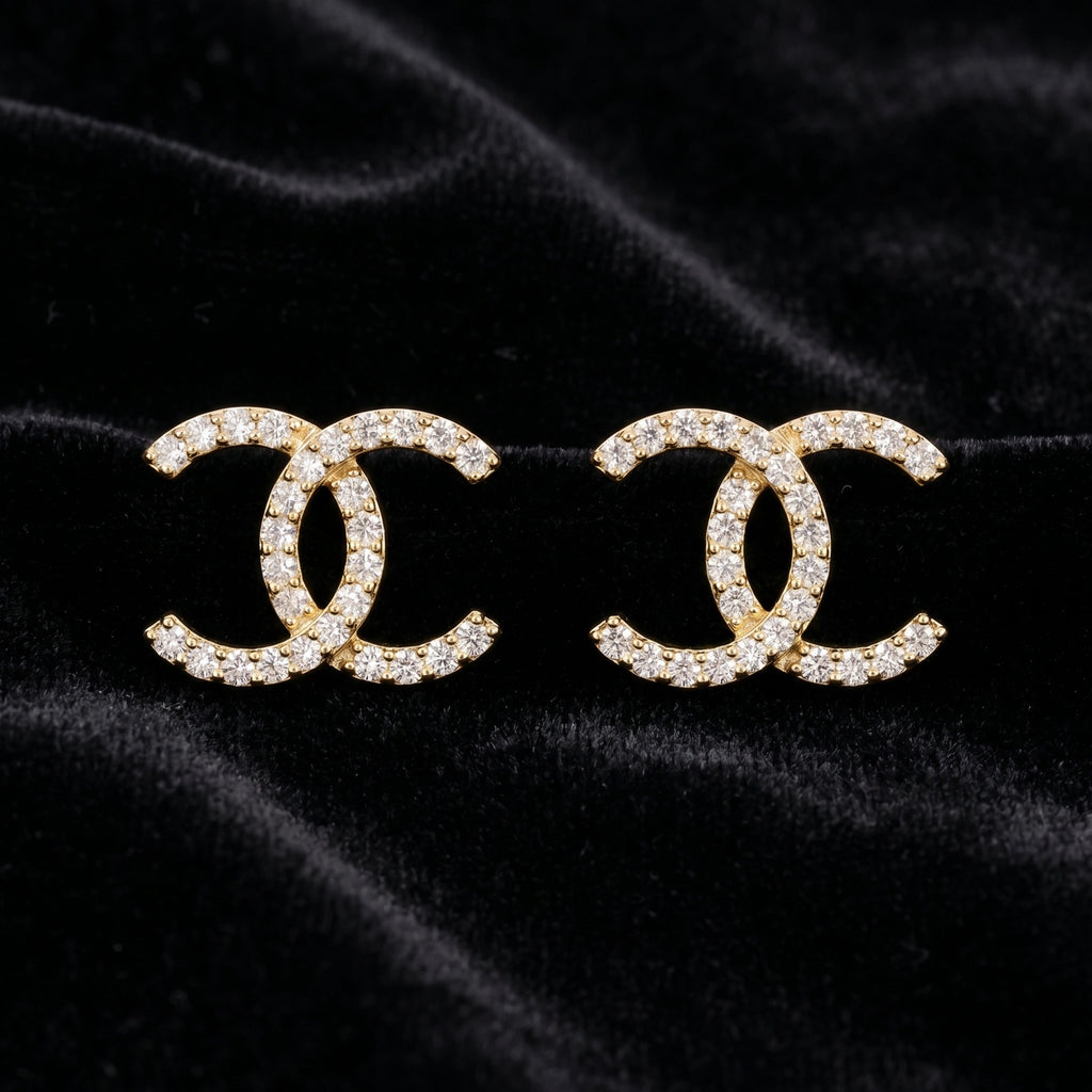 Gold Pavé Crest Earrings