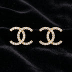 Gold Pavé Crest Earrings