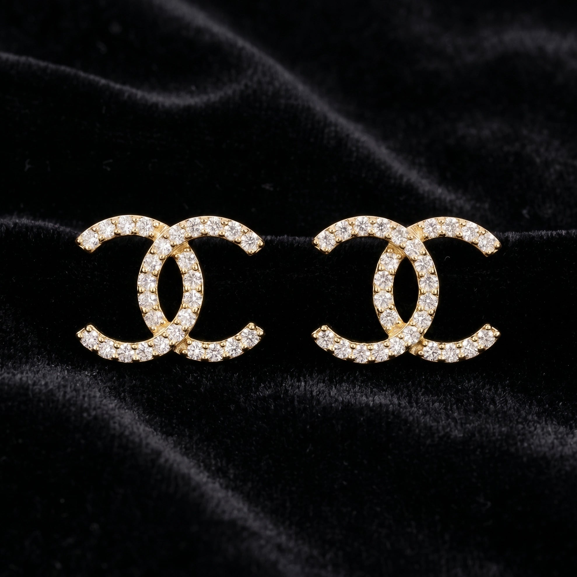 Gold Pavé Crest Earrings