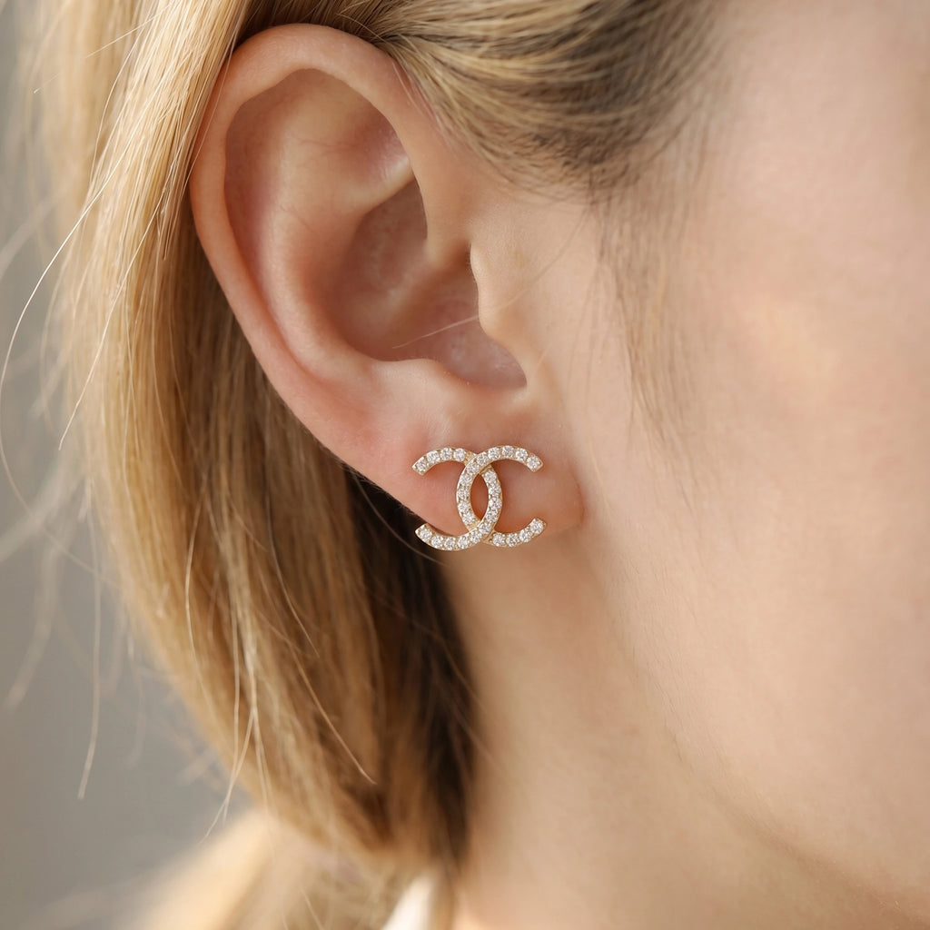 Gold Pavé Crest Earrings