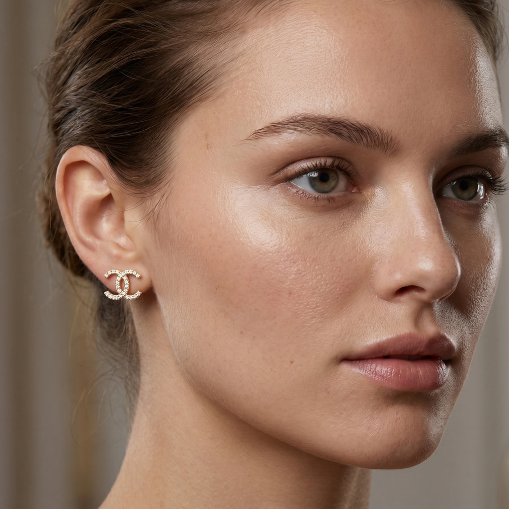 Gold Pavé Crest Earrings