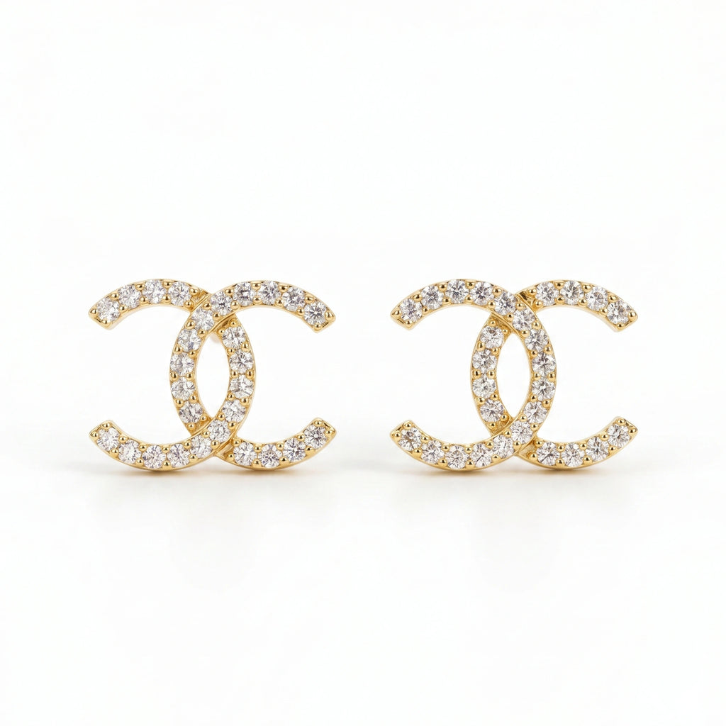 Gold Pavé Crest Earrings