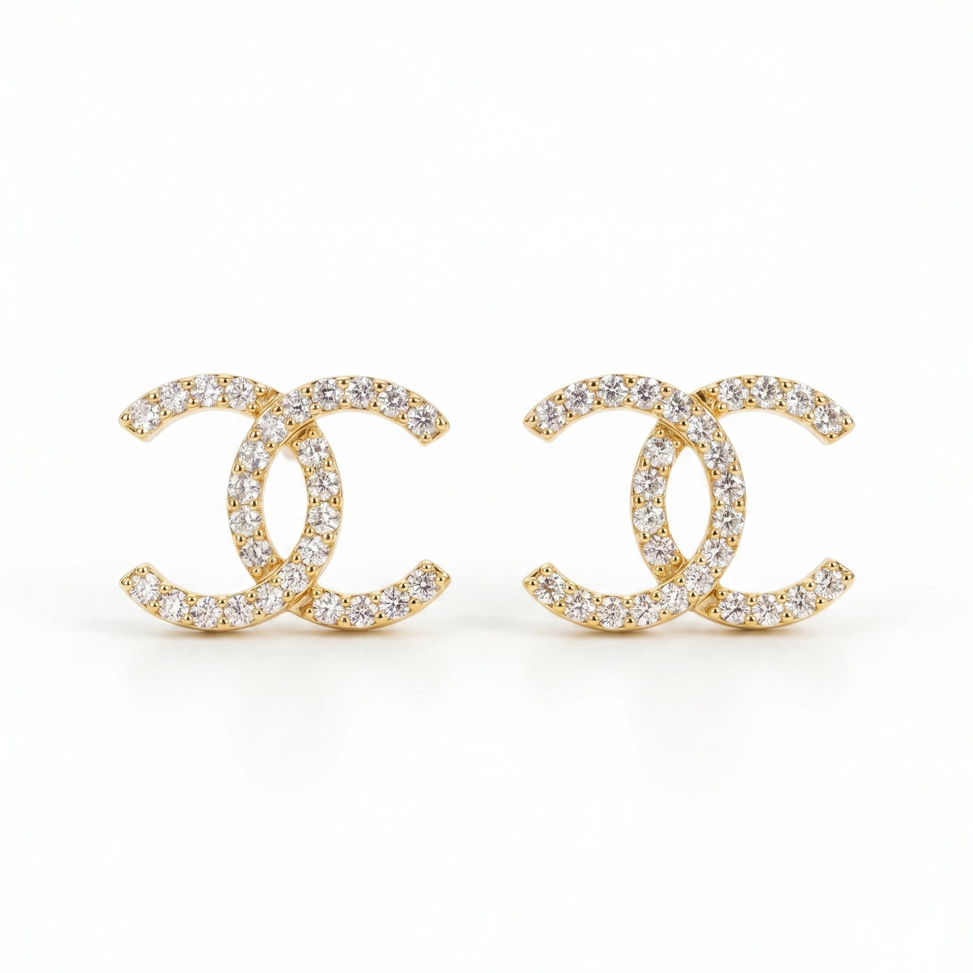 Gold Pavé Crest Earrings