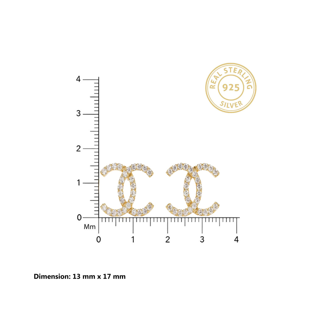 Gold Pavé Crest Earrings